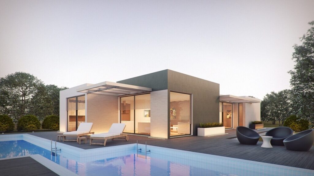 architecture, render, external, design, photoshop, 3d, 3dsmax, crown render, pool, modular house, house, prefabricated house, modular, holiday home, graphics, exterior design, architectural render, post production, photorealistic, spain, italy, pool, pool, pool, pool, pool, house, house, house, exterior design